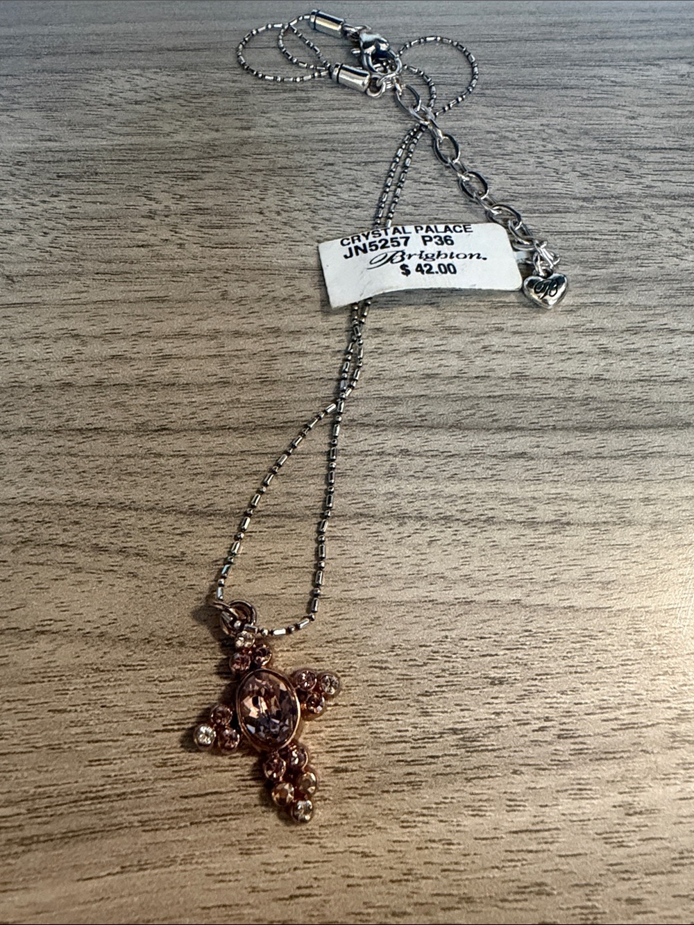 Brighton Rose Gold Crystal Cross Necklace